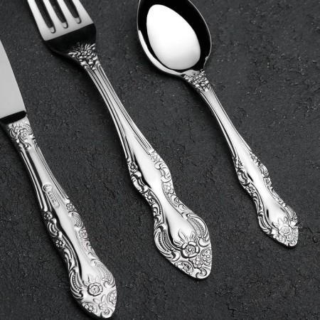 Set of cutlery "Troika", 24 items, decorative box, silver color-2