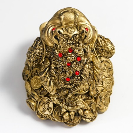 NECK Polystone for bronze "Cash toad on coins and gold ingots" 7.5x9x11 cm-5