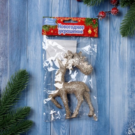 Jewelry decoration "Graceful deer shine" 13x8 cm, gold-1