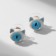 Earms with enamel "Montrustics" cat, white-blue color