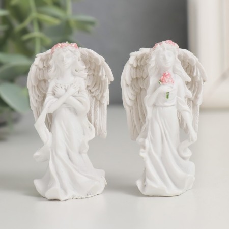 Souvenir Polystone "Angel -girl in a pink wreath - Gratitude" MIX 3.8x6x3 cm-1