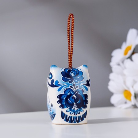 Souvenir bell "Owl. Good morning", Gzhel, 5cm-2