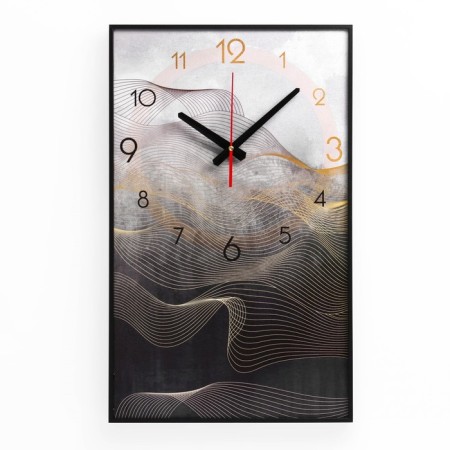 Carty clock is wall-mounted, interior "lines", smooth move, 57 x 35 cm