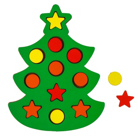 New Year's mosaic "New Year! Elegant Christmas tree ”, 17 × 12.5 × 2 cm, circle: 1.8 cm, star: 2.4 cm-1