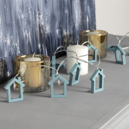 Garland “thread” 1.5 m with nozzles “Blue House”, IP20, Transparent thread, 10 LED, warm white glow, AAH2-1