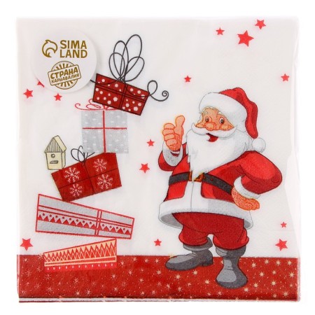 Paper napkins "Santa Claus and Gifts", 33x33 cm, set 20 pcs.-3