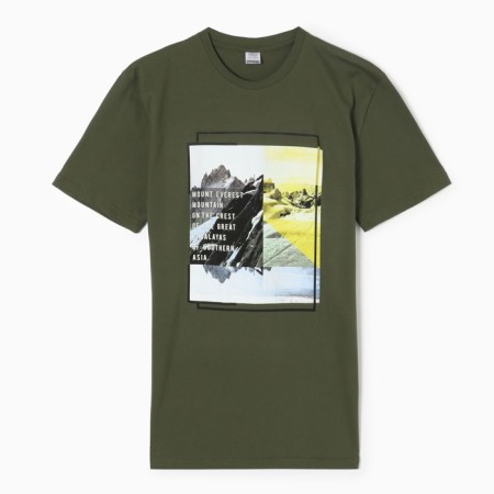 Men's T -shirt with print, khaki color, size 56