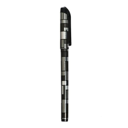 Gel pen, 0.5 mm, black, silver body with a pattern, with a reflected holder-1