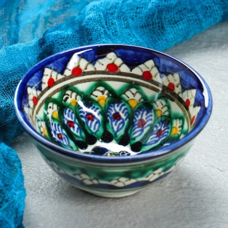 PIALA RISTAN CIRAMICA "Flowers", 8.5 cm, small cognac, mix
