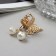 Hair crab "Milada" White beads, 2.5 cm, gold