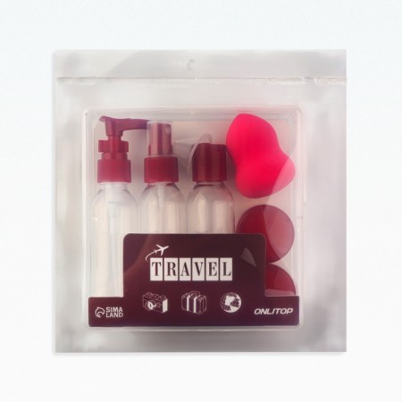 Storage set, in case, 8 objects, transparent/burgundy color-3