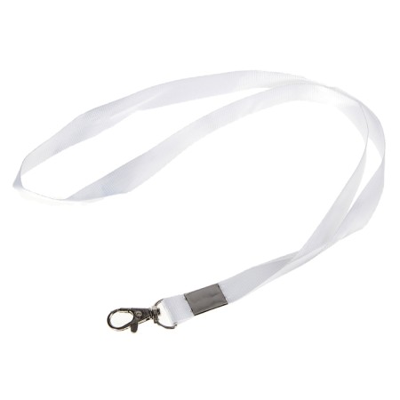 Badge tape Shirin-15 mm, length-80 cm with metal carbine, white