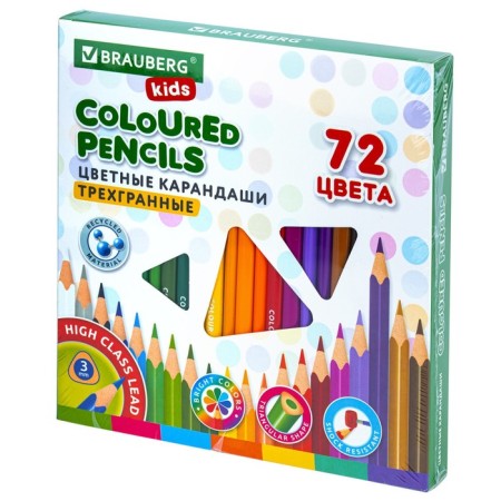 Pencils 72 Tsv Brauberg Kids, trihedral, soft grifle 3 mm 181947-3