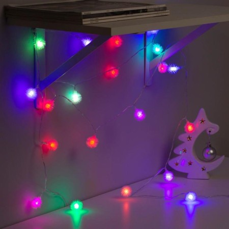 Garland "thread" 3 m with nozzles "Hedgehogs", IP20, transparent thread, 20 LED, glow of multi, AAH3-2