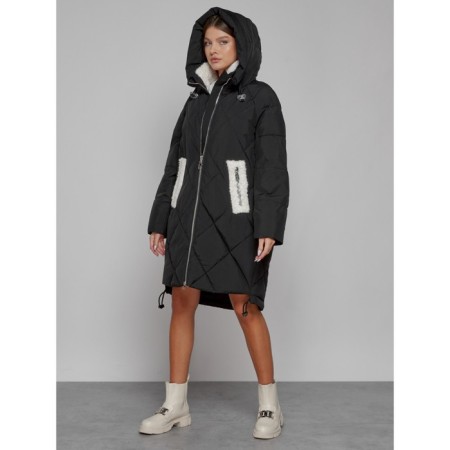 Coat insulated winter female, size 42, black color-4