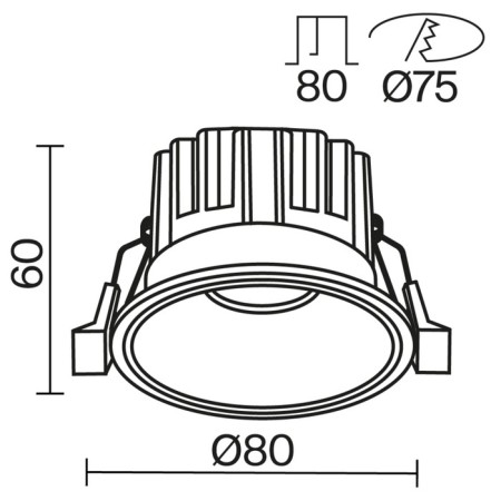 The built-in lamp Technical DL058-12W3K-B, 12W, 8x8x6 cm, Led, 910lm, 3000k, black color black-4