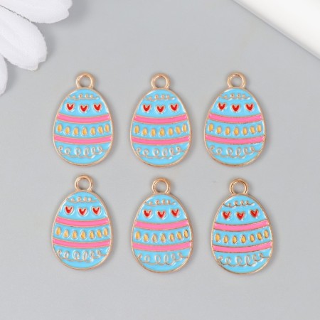 Decor for creativity metal, enamel "Blue egg with hearts" 1.4x2.2 cm-2