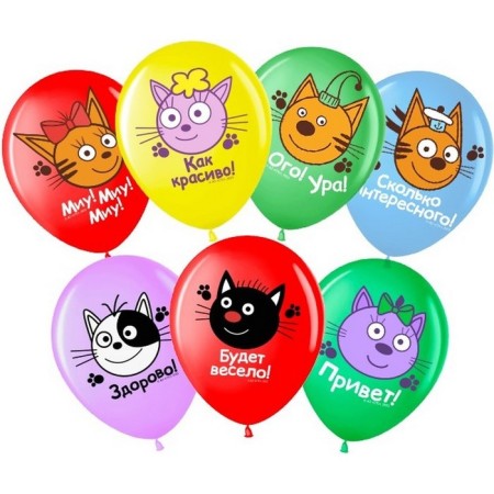 Shar Latex 12 “Three cats. We play together”, pastel, 1-way, set 25 pcs., Mix