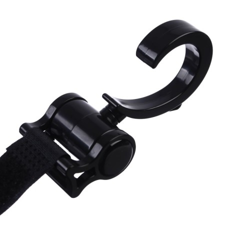 Hook for bags on a stroller, plastic, rotates 360 °, Velcro, black color-4