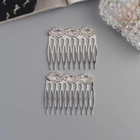 Hair crest "Medea", set 2 pcs., Loops, 5 × 4 cm, silver-1
