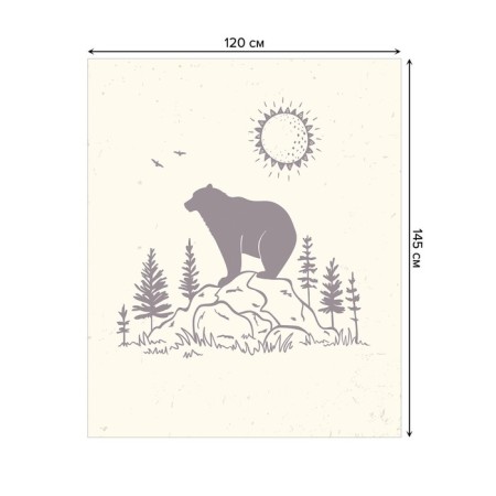 The tablecloth “Bear on the stone”, rectangular, Saten, size 120x145 cm-1