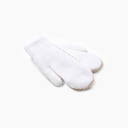 Women's mittens minku, white color, 22 cm