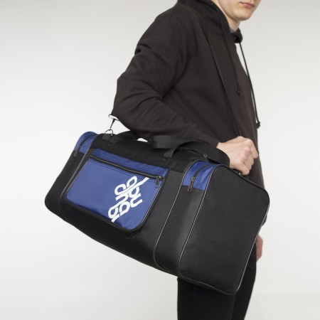 Road bag, 3 parts on lightning, external pocket, long belt, black/blue color-5