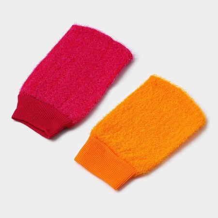 Washcloth - mittens of the massage share "hard", color mix-14