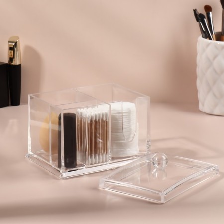 Organizer for storage, 4 sections, 13 × 14 × 11 cm, transparent color-2