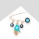 Pin-shaped “Peace, Hope, Love”, 3 pendants, Hams's hand, 3.5 cm, blue-blue color in gold