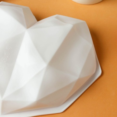 Form for mousse desserts and baking konfinetta “Love geometry”, silicone, 21.5 × 20 × 6 cm, white color-3