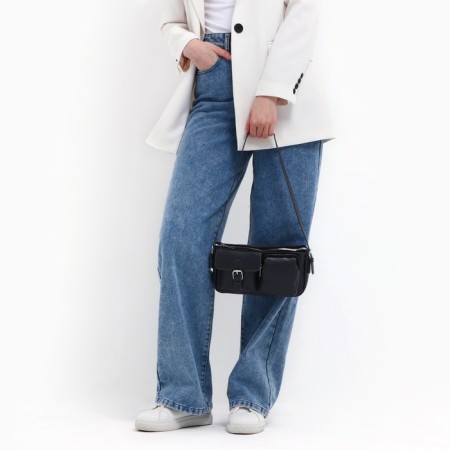 Female bag with pockets of leatherette, graphite color-10