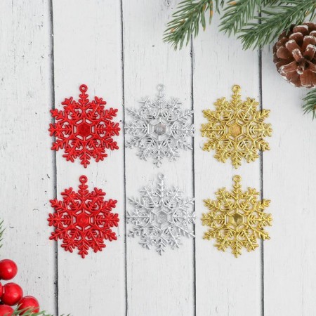 Jewelry decoration "Snowflake gloss" (set 6 pcs) 5x5.5 cm, mix