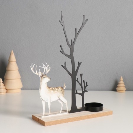 Summary metal, wood on 1 candle "Deer by wood" d = 4 cm 6x19x23.5 cm-2