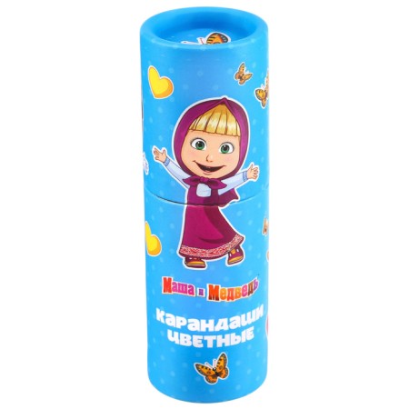 Colored pencils in a tube, 12 colors, trihedral, Masha and the bear-7