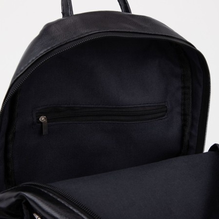Women's backpack made of artificial leather with lightning, black color-3