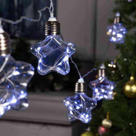 Garland “thread” 3 m with nozzles “star bulbs”, IP20, transparent thread, 80 LED, white glow, 8 modes, 220 V