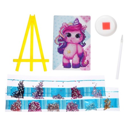 Diamond mosaic with partial filling on the stand for children "Unicorn", 10 x 15 cm-3