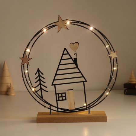 Souvenir metal, tree Light "House with heart. Night sky" 6x25.5x26.5 cm