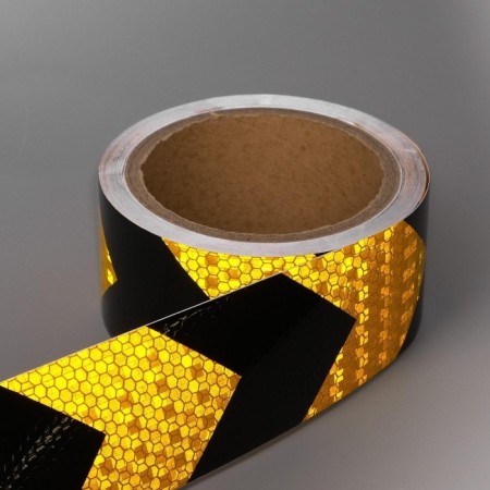 Reflective tape, self-adhesive, black and yellow, 5 cm x 5 m