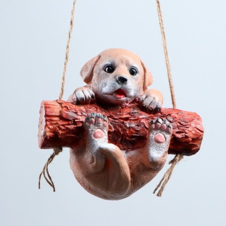 Suspended decor "Puppy on a log", 21x13x18cm-4