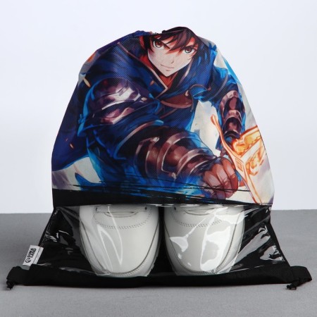 A bag for shoes "anime warrior" with a transparent window 30 x 40 cm-2