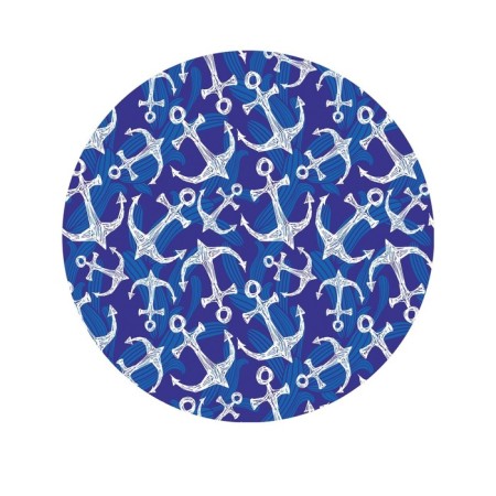 Pareo and beach rug "Sea patterns with anchors", d = 150 cm-1