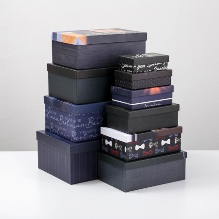 A set of boxes 10 in 1, gift packaging, “man”, 12 x 7 x 4 - 32.5 x 20 x 12.5 cm-3