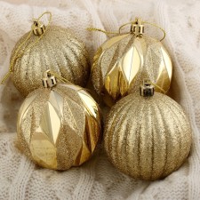 Set of balls plastic D-7 cm, 4 pcs of theodore gold