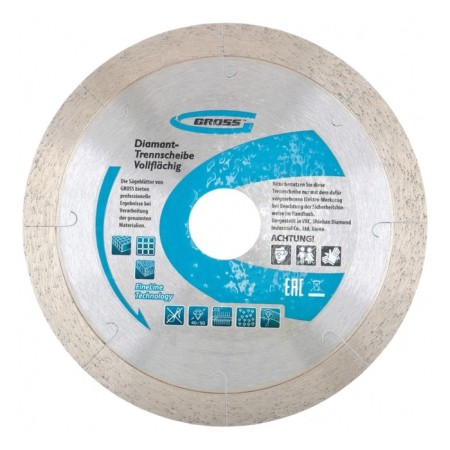Diamond disk Gross, 230 × 22.2 mm, continuous with laser perforation, wet cutting