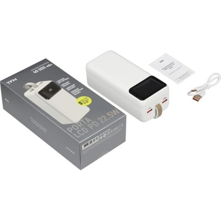 External battery TFN Porta LCD PD, 40,000 mAh, 2 USB, Type-C, MicroUSB, white-8