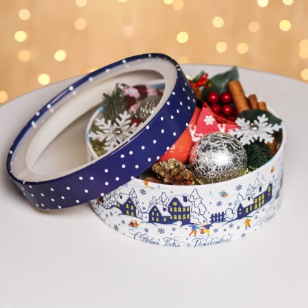 Box for Makarun Tubus with the Window "Happy New Year" 21 x 21 x 7 cm-7