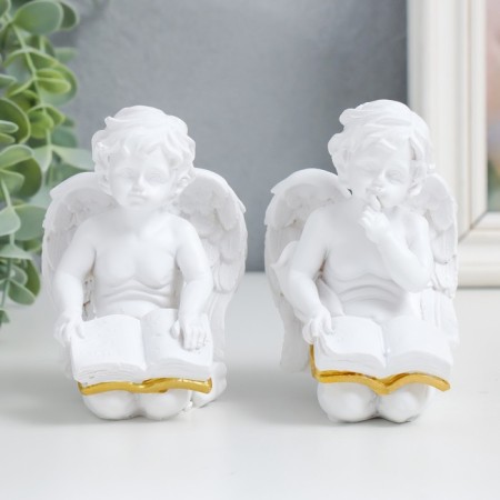 Polystone souvenir "Snowty Angel with a book" with gold MIX 9.5x7.5x6.5 cm