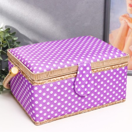 Casket for needlework "White peas on lilac" 13x17.5x24 cm